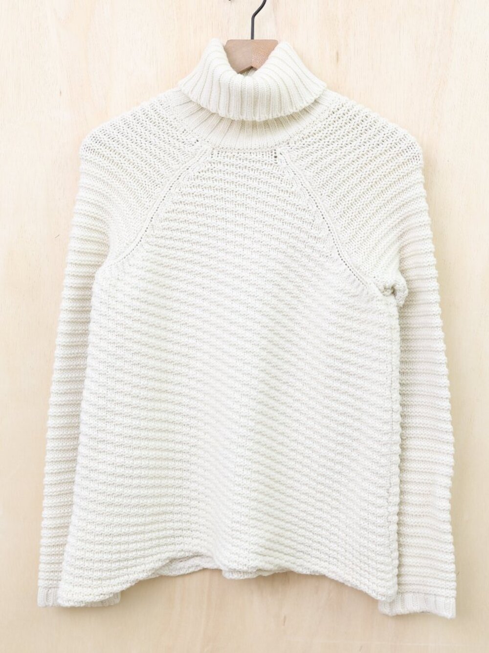 MASON Chunky Knit‎ Turtleneck Sweater Ivory Wool Cashmere Blend Medium - Picture 2 of 5